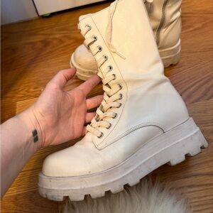 Steve Madden Cream Combat Boots